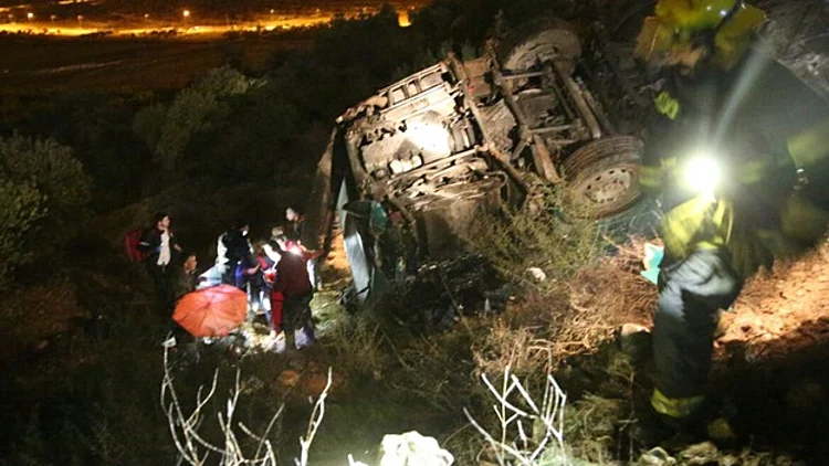 האוטובוס לאחר שהתהפך