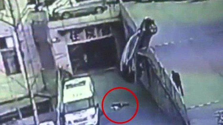 אם ובנה התינוק ברחו מרכב שצנח מגשר