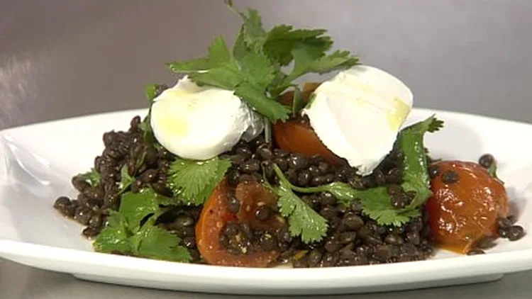 סלט עדשים, גבינת ריקוטה,עגבניות שרי ובזיל סגול | רשת 13