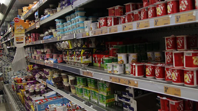 סופר, יוקר המחיה, קניות, צרכנות, אילוסטרציה, מוצרי חלב בסופר, מעדני חלב, מעדנים