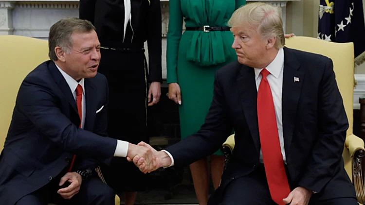 נשיא ארצות הברית דונלד טראמפ ועבדאללה מלך ירדן