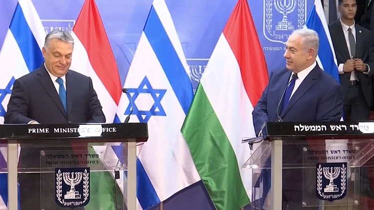 נתניהו ואורבן בהצהרת משותפת בישראל
