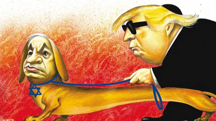 קריקטורה של טראמפ ונתניהו שפורסמה בניו יורק טיימס