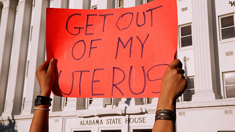 Pro Choice Supporters Protest In Front Of The Alabama State House As Alabama State Senate Votes On The Strictest Anti Abortion bill In The United States At The Alabama Legislature In Montgomery
