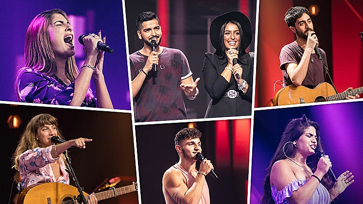 רוני מימון, בן יחזקאל, ריי ומייסי קשתי, דניאל חיים, פז חנן וענבר זיגדון מתוך THE VOICE דה וויס עונה 5 פרק 2