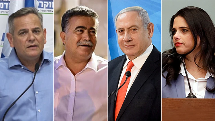 איילת שקד, בנימין נתניהו, עמיר פרץ וניצן הורוביץ