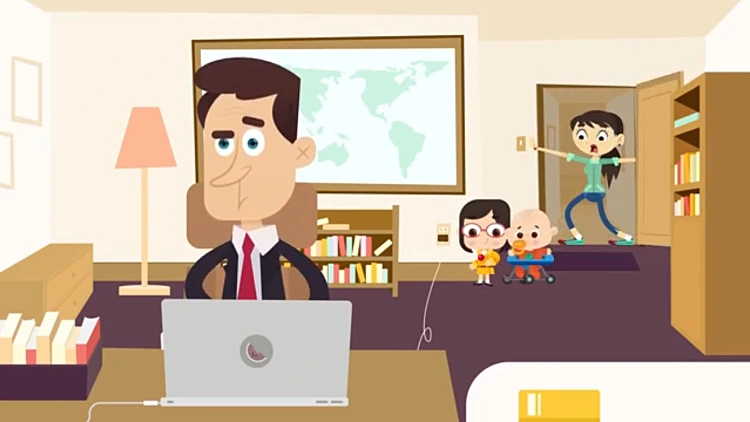 הילדים שהפריעו לאביהם בראיון ל-BBC הפכו לסרטון אנימציה