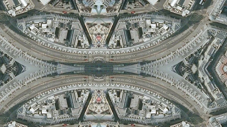 כלי שהופך צילומי גוגל ארץ לתמונות קליידוסקופ