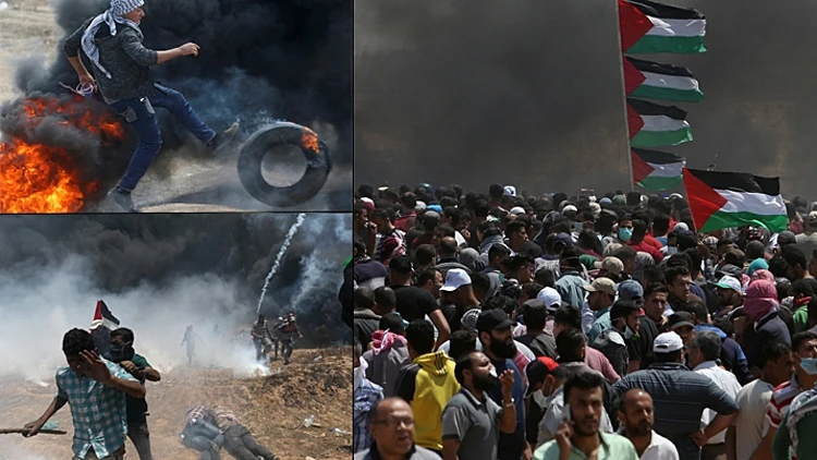 הפגנות בגבול הרצועה(רויטרס )