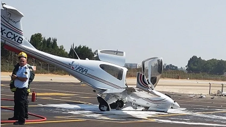 המטוס הקל שהתנגש בקרקע בהרצליה