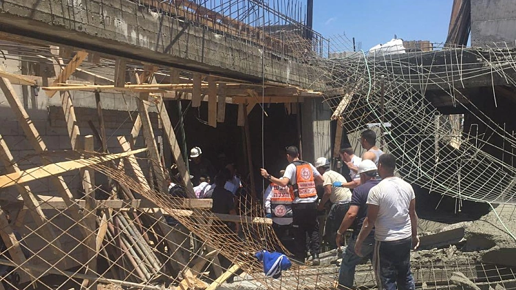 מקום קריסת תקרה באתר בנייה במעוצה מקומית גני תקווה