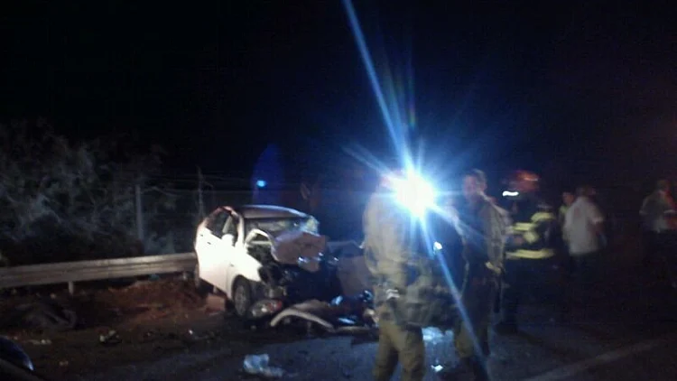 זירת תאונת דרכים בצומת לידו בכביש 90