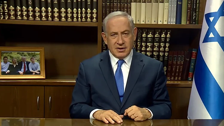 ראש הממשלה בנימין נתניהו בנאום מוקלט מראש בפורום סבן 2017