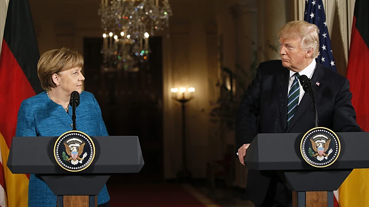 פגישת אנגלה מרקל, קנצלרית גרמניה ודונאלד טראמפ, נשיא ארצות הברית, בבית הלבן
