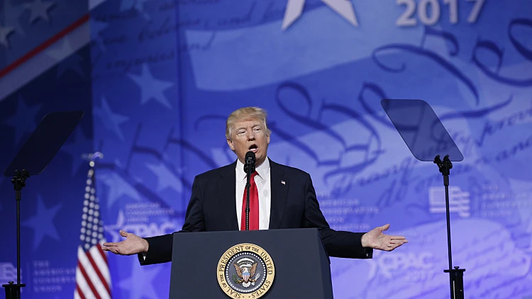 נשיא, ארה"ב, דונלד, טראמפ, בנאום, ועידת, שמרנים, במרילנד,