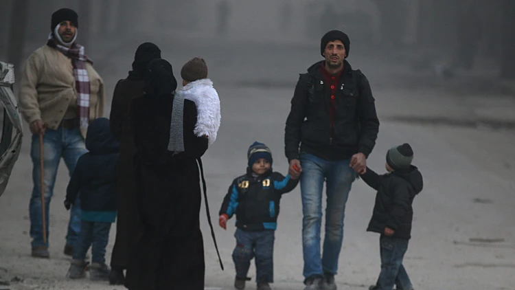 אזרחים סורים ברחובות חלב שבסוריה