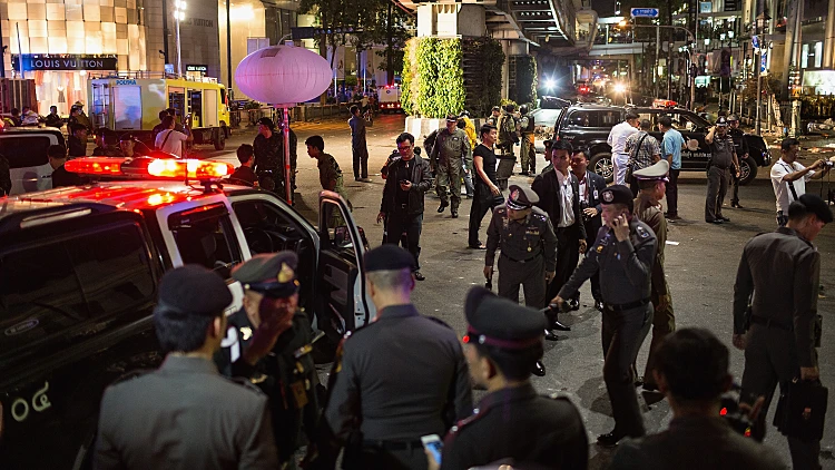 זירת הפיצוץ ליד מקדש אראוון בבנגקוק