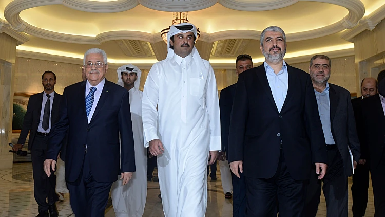 אבו מאזן, אמיר קטר וחאלד משעל