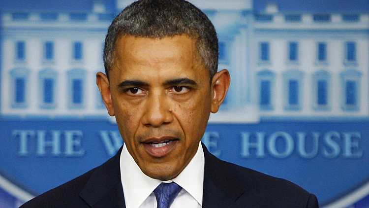 נשיא ארה"ב, ברק אובמה, במסיבת עיתונאים בבית הלבן