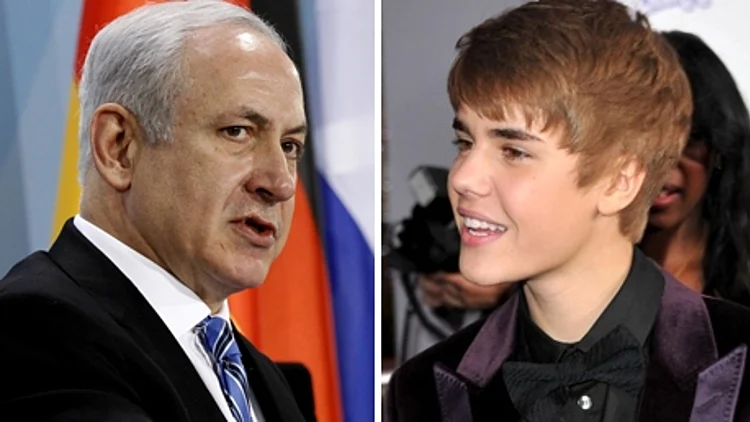 בנימין נתניהו וג'יסטין ביבר