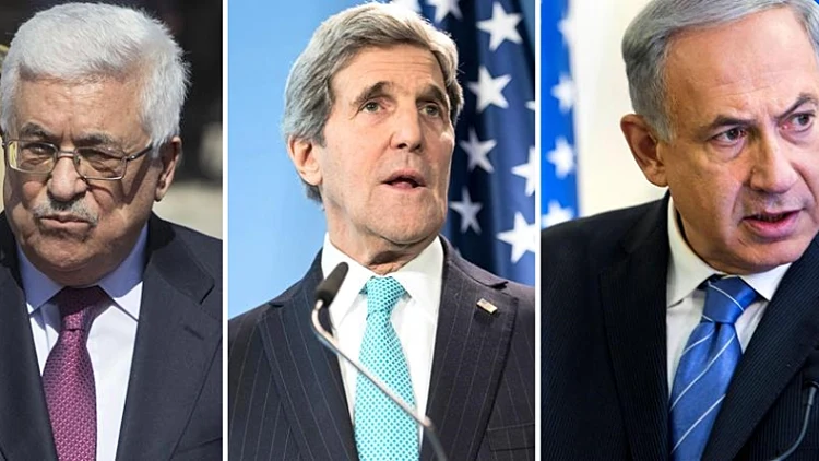 נתניהו, קרי ואבו מאזן