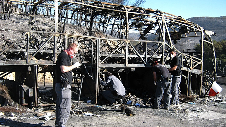 השריפה בכרמל - האוטובוס השרוף