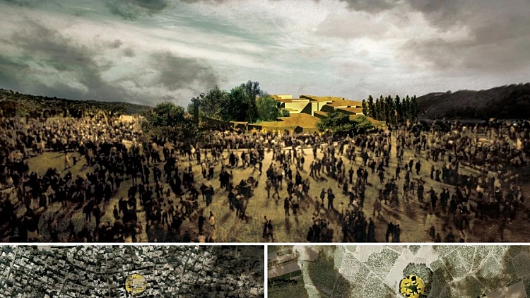 העבודה אלפיניק במִסְכָה מתוך תערוכת שיבת הפליטים בגלריה זוכרות