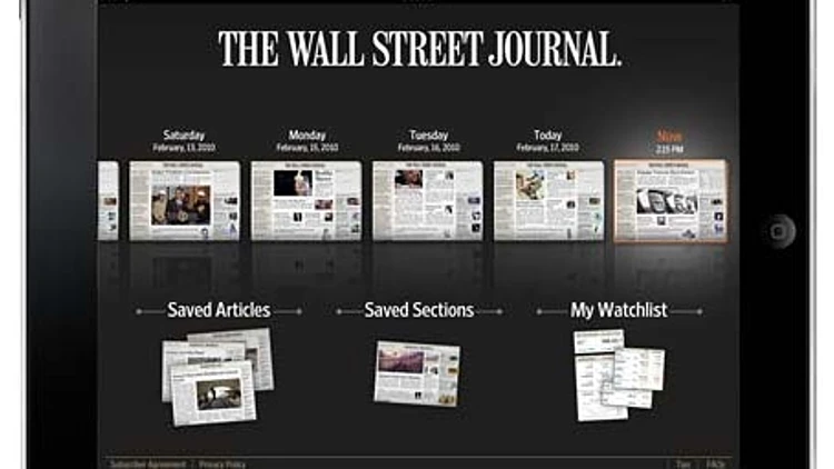 אייפאד מציג גליונות של הוול סטריט ג'ורנל