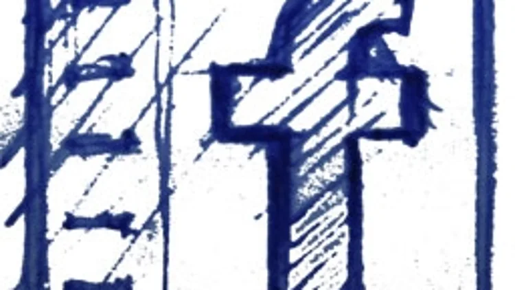 לוגו פייסבוק מצויר בעט בתוך דף מחברת