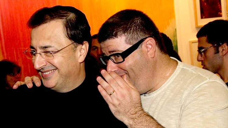 רני רהב ולב לבייב בתערוכת בנק הפועלים