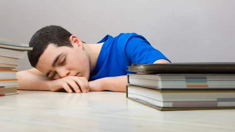 תלמיד נרדם בזמן למידה