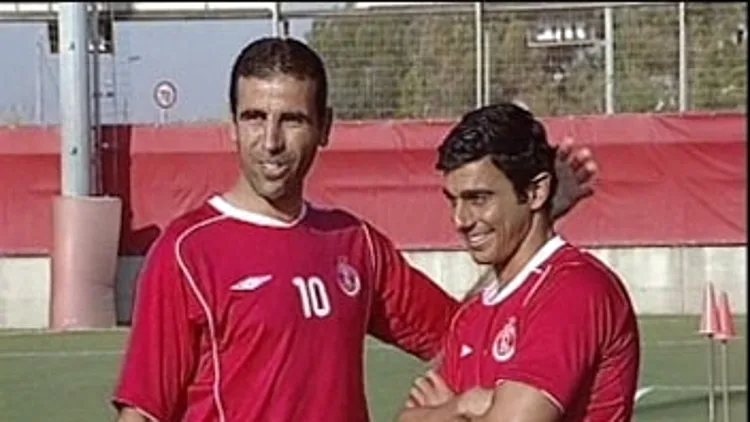 יוסי שבחון עם וואליד באדיר באימון הפועל ת"א