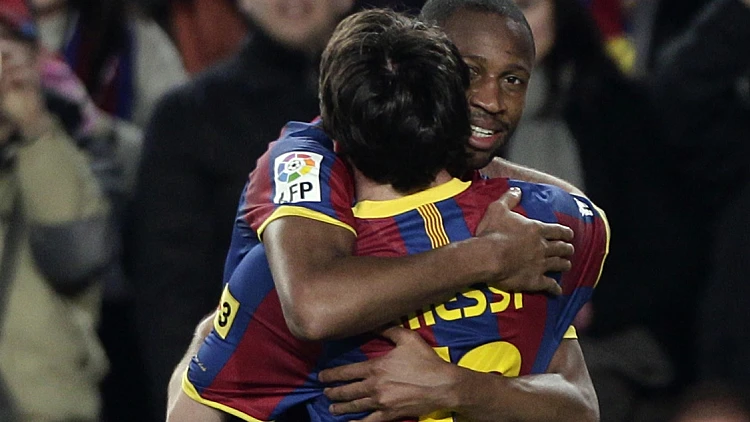 סיידו קייטה חוגג עם ליאו מסי