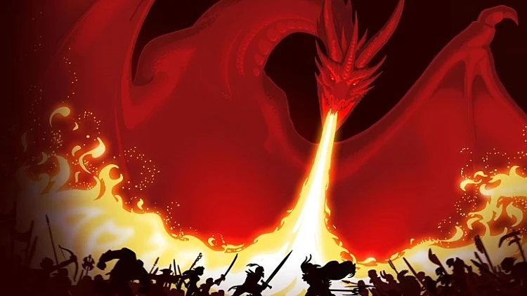 דרקון אדום גדול מצוייר