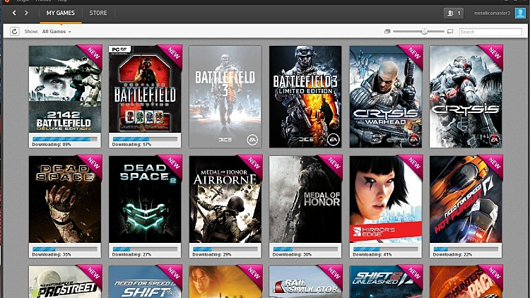 משחקים יורדים דרך שירות ההורדות Origin