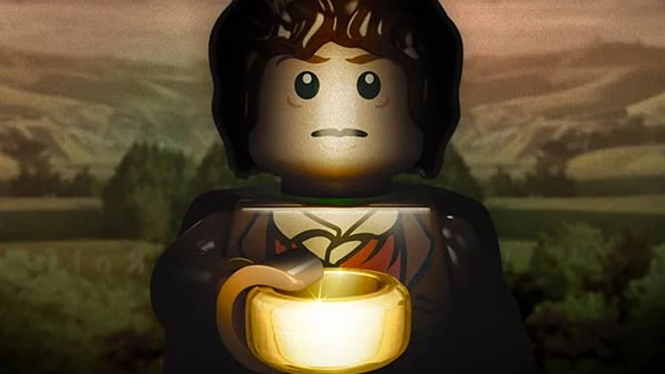 תמונה דיגיטלית של פרודו משר הטבעות בגרסת לגו, מחזיק טבעת