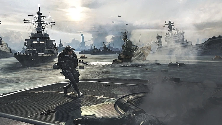 צילום מסך של Call of Duty - Modern Warfare 3 בקרב ימי על העיר ניו יורק