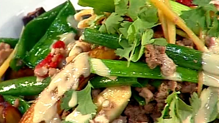 חצילים אסייתים עם בשר טחון מתוך התוכנית של אהרוני 30.1.2011