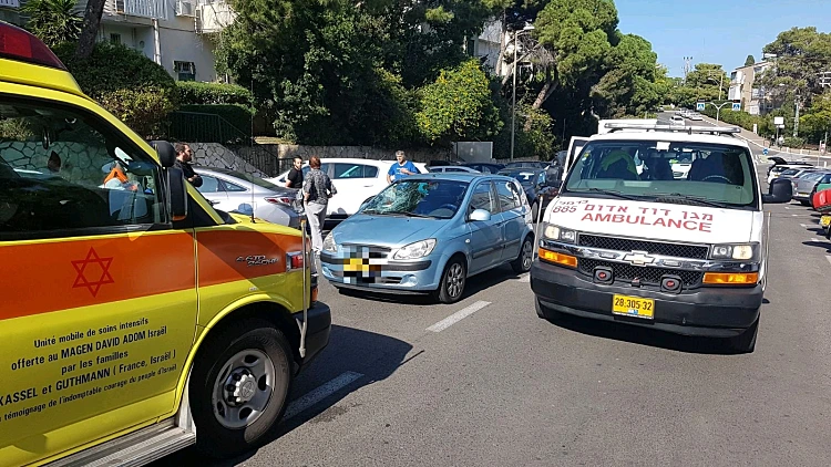 זירת התאונה ברחוב יותם בחיפה