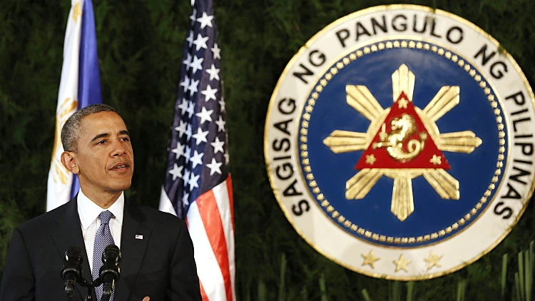 נשיא ארה"ב, ברק אובמה, במסיבת עיתונאים בפיליפינים