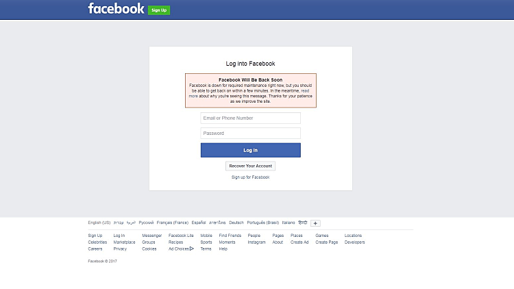 facebook down