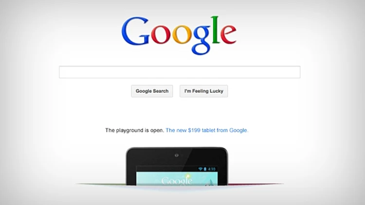 גוגל מפרסמת את נקסוס 7 בדף הבית