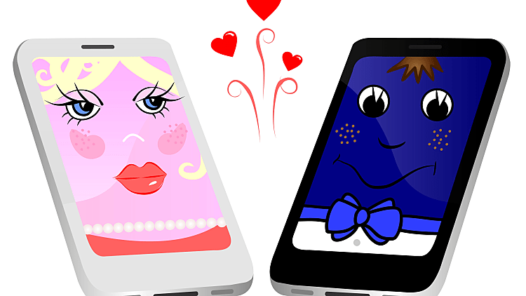 שני סמארטפונים מאוהבים