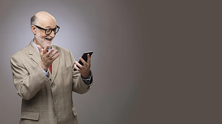 מבוגר עם פלאפון