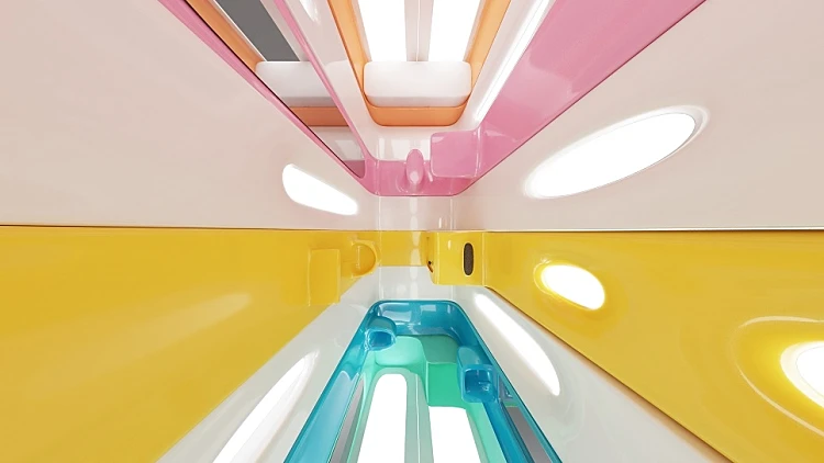 פרוסות מגורים להרכבה, מראה מבפנים