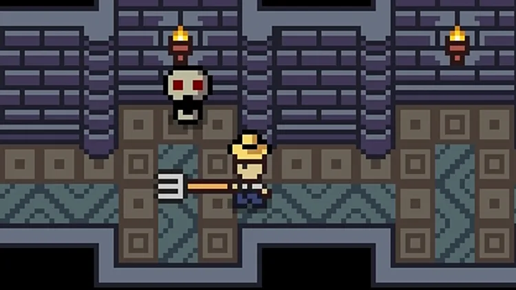 חקלאי מצוייר נלחם בגולגולת