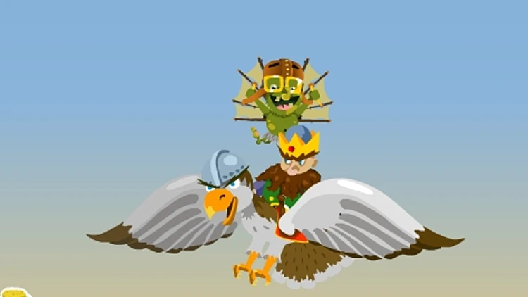 גובלין מצוייר ליד גמד על נשר