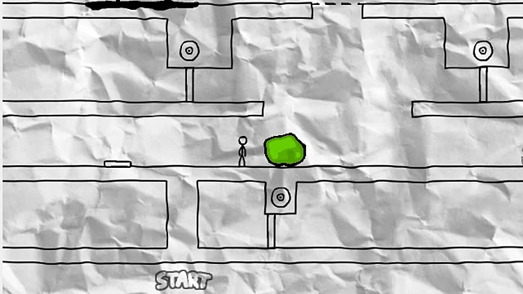 ציור של איש וגוש ירוק