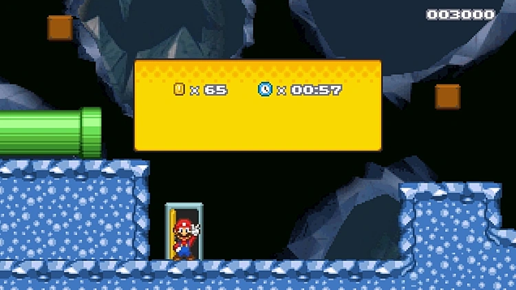 מריו בעולם אפל ליד יצינור ירוק