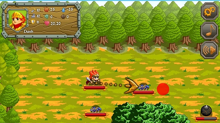 אביר מצוייר קטן ביער מוקף בזאבים מצוירים